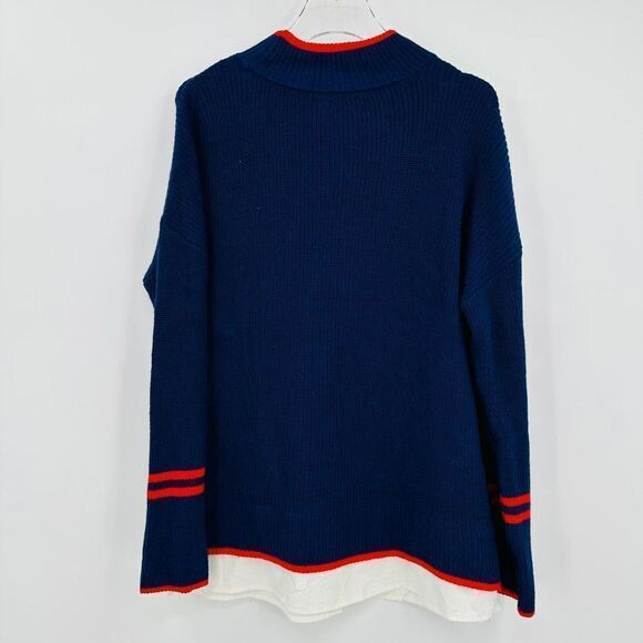 Talbots Womens Size XL Navy Blue & Red Knit Layered Long Sleeve Sweater Top - Picture 7 of 7